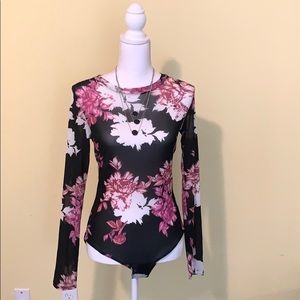 NWOT: Material Girl size L sheer body suit